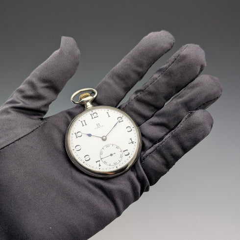 Circa 1930 Vintage Omega pocket watch Alloy case Open face Good working condition